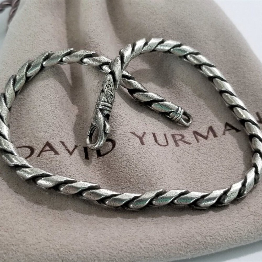 DAVID YURMAN *RARE* Stippled Sterling Silver Cobra Chain Bracelet - MINT! $495